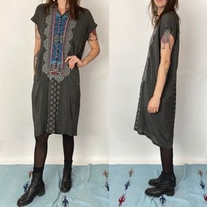 Johnny Was BIYA Silk Polka Dot Embroidered Dress